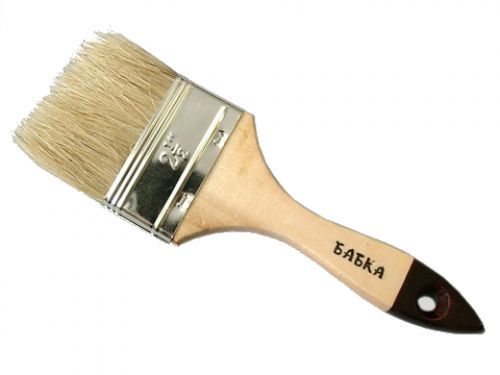 Кисть плоская 63х13мм деревянная ручка натуральный ворс Бабка Малярная Сказка