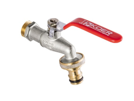 Кран шаровый латунь для полива 15мм с коннектором  