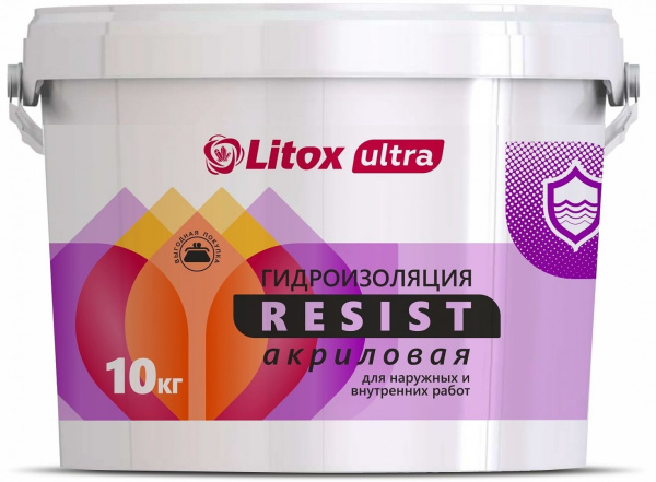 Гидроизоляция акриловая  10,0л Ultra Resist Litox