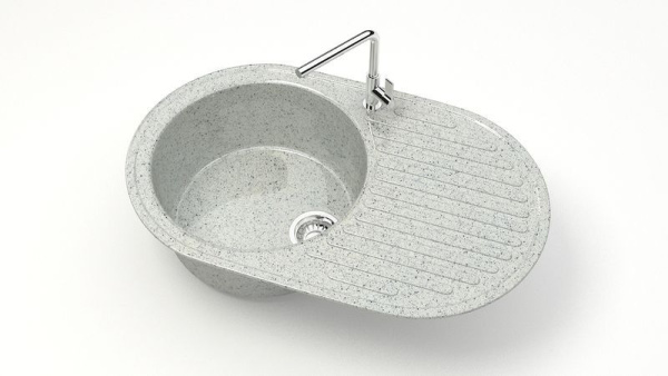 Мойка иск мрамор врезная Наоми 720х455х185 светло-серый