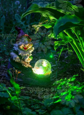 Фигура садовая 25,5см Гном старатель с LED подсв. солн.батарея 623 Чудесный Сад