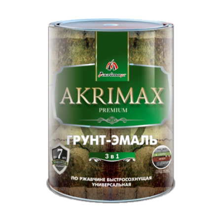 Грунт эмаль по ржавчине 3в1 серая 0,8кг глянец б/с 8ч Akrimax Premium