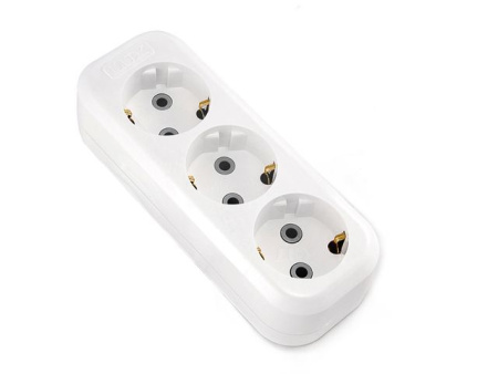 Колодка 16А 3-местная белая с з/к 250В Эксперт EKF