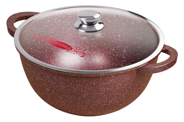 Казан ф300 h170 8л с крышкой шоколад Горница(65)